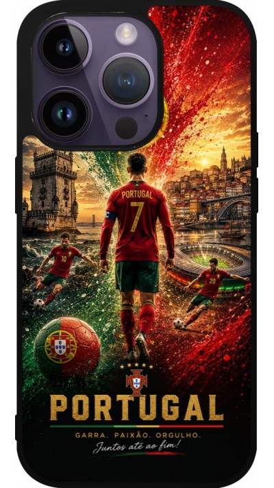 iPhone 15 Pro Case Hülle - Silikon schwarz Fussball Portugal splash 2026