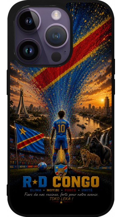 iPhone 15 Pro Case Hülle - Silikon schwarz Fussball Demokratische Republik Kongo splash 2026