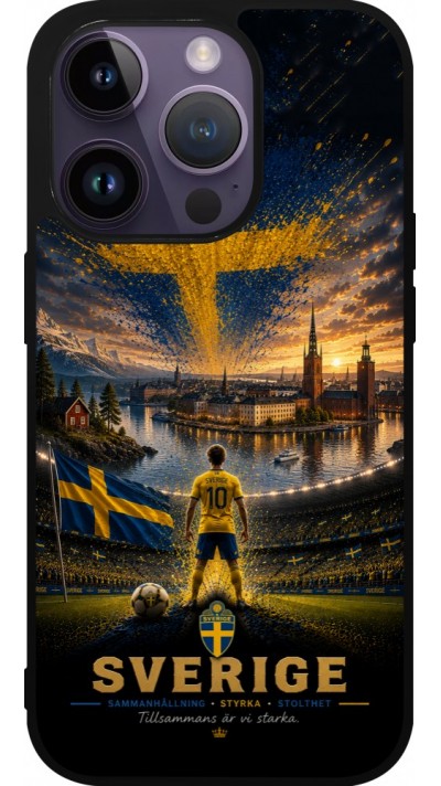 iPhone 15 Pro Case Hülle - Silikon schwarz Fussball Schweden splash 2026