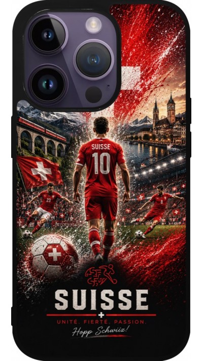 iPhone 15 Pro Case Hülle - Silikon schwarz Fussball Suisse splash 2026