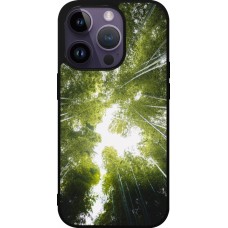 Coque iPhone 15 Pro - Silicone rigide noir Spring 23 forest blue sky