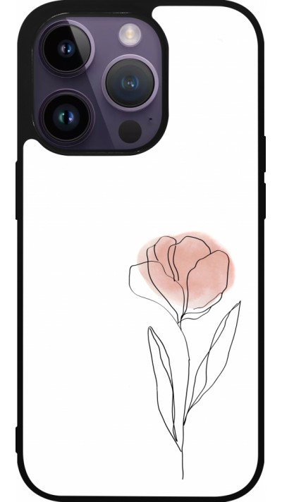 Coque iPhone 15 Pro - Silicone rigide noir Spring 23 minimalist flower