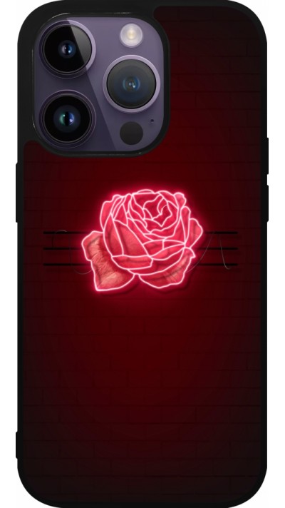 Coque iPhone 15 Pro - Silicone rigide noir Spring 23 neon rose
