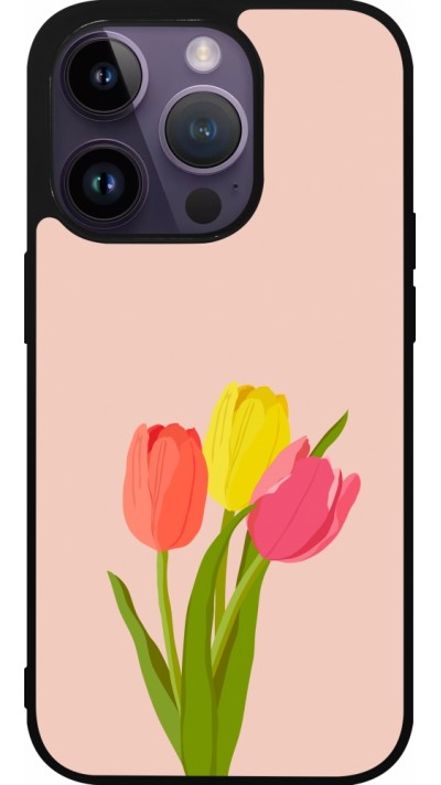 Coque iPhone 15 Pro - Silicone rigide noir Spring 23 tulip trio