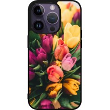 Coque iPhone 15 Pro - Silicone rigide noir Bouquet of tulips Spring 2026