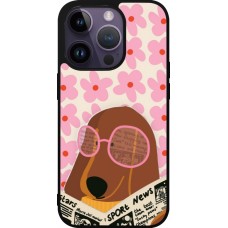 Coque iPhone 15 Pro - Silicone rigide noir Dog with newspaper Spring 2026