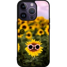 Coque iPhone 15 Pro - Silicone rigide noir Sunflower with glasses Spring 2026