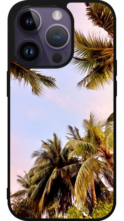 iPhone 15 Pro Case Hülle - Silikon schwarz Summer 2023 palm tree vibe