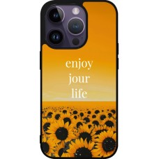 Coque iPhone 15 Pro - Silicone rigide noir Summer 2025 Enjoy your life