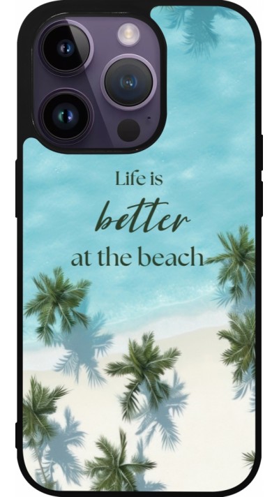 iPhone 15 Pro Case Hülle - Silikon schwarz Summer 2025 Life is better at the beach