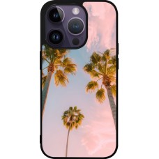 Coque iPhone 15 Pro - Silicone rigide noir Summer 2025 Palmiers