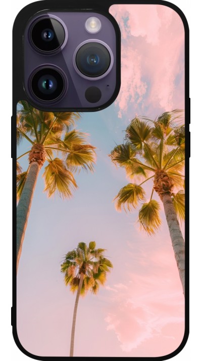 iPhone 15 Pro Case Hülle - Silikon schwarz Summer 2025 Palmiers