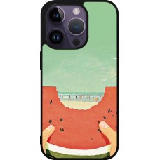 Coque iPhone 15 Pro - Silicone rigide noir Views through a watermelon Summer 2026