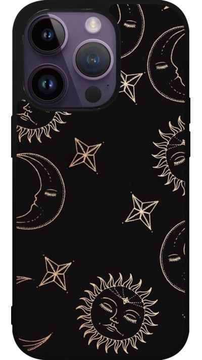 iPhone 15 Pro Case Hülle - Silikon schwarz Suns and Moons