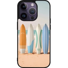 Coque iPhone 15 Pro - Silicone rigide noir Summer surfboard 2025