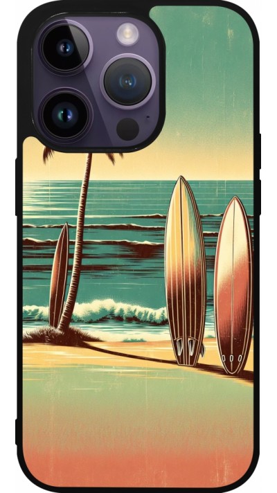 Coque iPhone 15 Pro - Silicone rigide noir Surf Paradise
