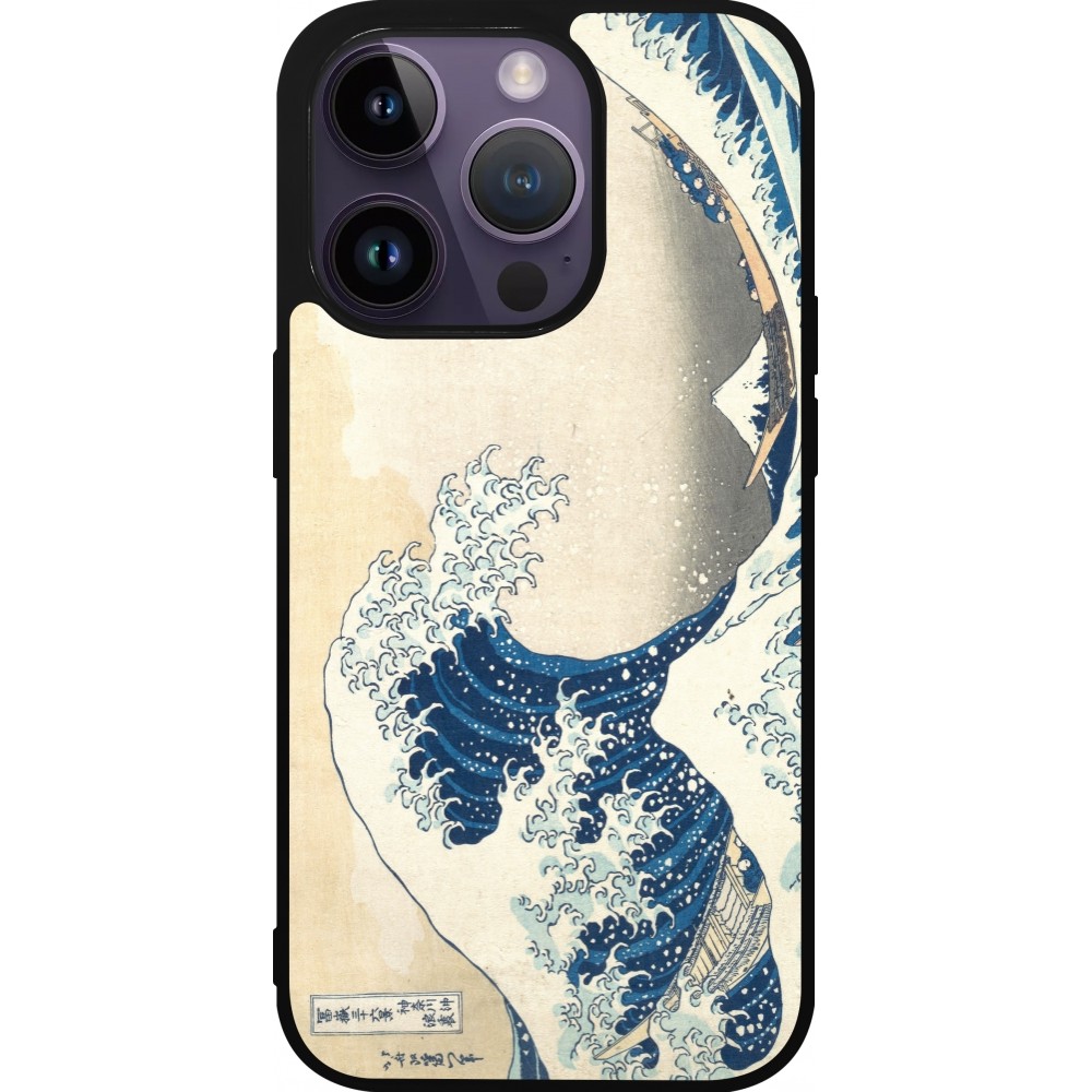 iPhone 15 Pro Case Hülle - Silikon schwarz Kunstbild - Die große Welle vor Kanagawa - Hokusai