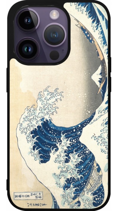Coque iPhone 15 Pro - Silicone rigide noir Tableau art - La Grande Vague de Kanagawa - Hokusai