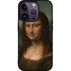 Coque iPhone 15 Pro - Silicone rigide noir Tableau art - La Joconde - Léonard de Vinci