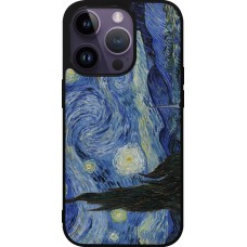 Coque iPhone 15 Pro - Silicone rigide noir Tableau art - La Nuit étoilée - Van Gogh