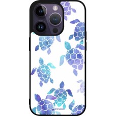iPhone 15 Pro Case Hülle - Silikon schwarz Turtles pattern watercolor