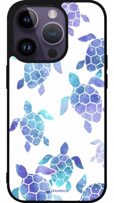 iPhone 15 Pro Case Hülle - Silikon schwarz Turtles pattern watercolor