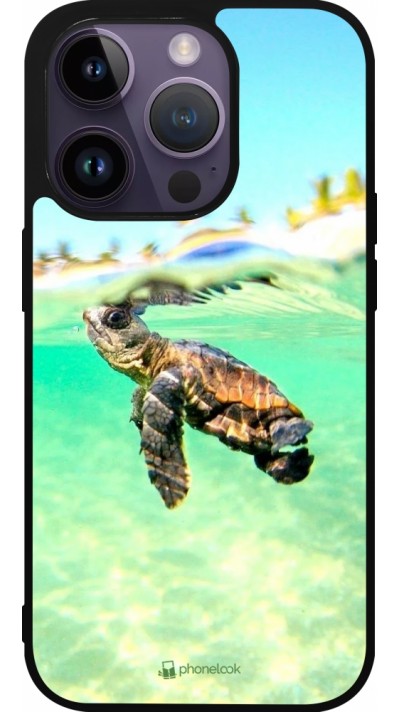 iPhone 15 Pro Case Hülle - Silikon schwarz Turtle Underwater