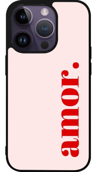 Coque iPhone 15 Pro - Silicone rigide noir Valentine 2024 amor