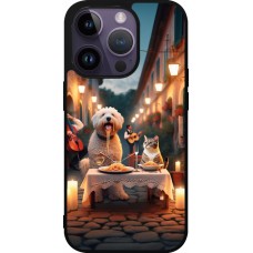 iPhone 15 Pro Case Hülle - Silikon schwarz Valentin 2024 Hund & Katze Kerzenlicht