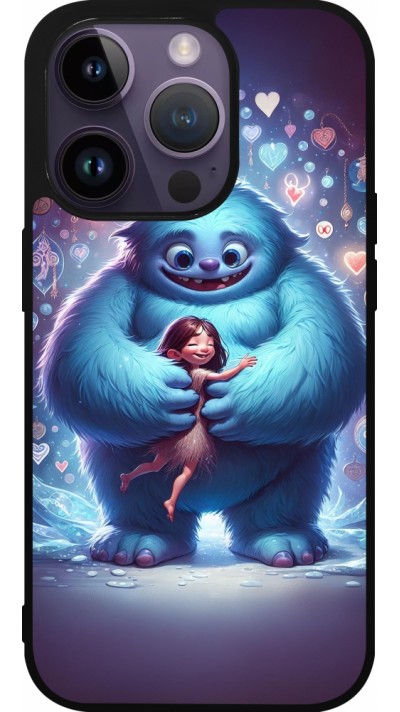 Coque iPhone 15 Pro - Silicone rigide noir Valentine 2024 Fluffy Love