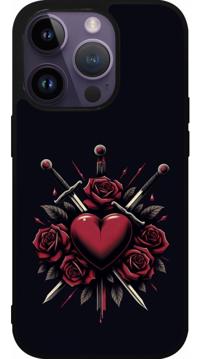 Coque iPhone 15 Pro - Silicone rigide noir Valentine 2024 gothic love