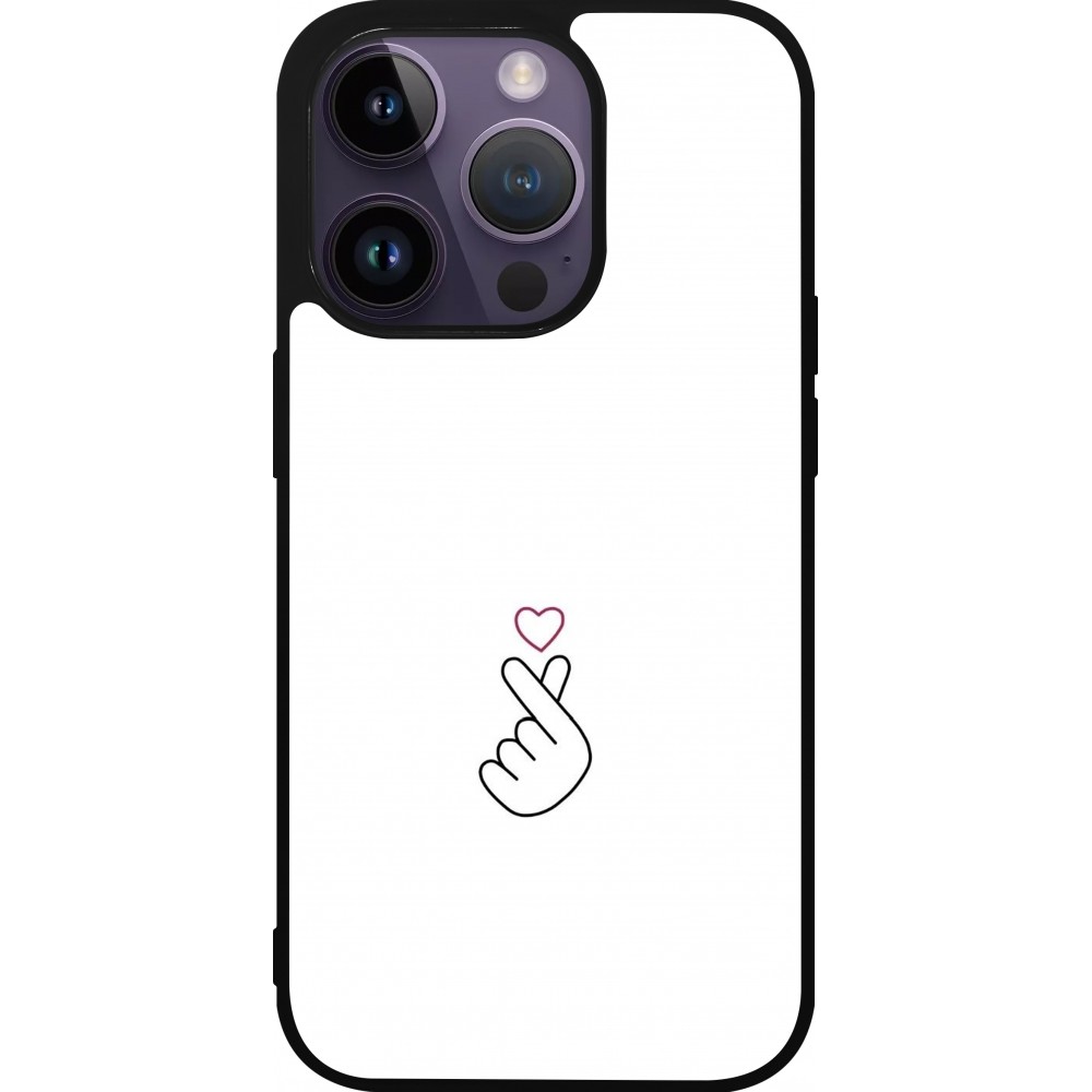 Coque iPhone 15 Pro - Silicone rigide noir Valentine 2024 heart by Millennials