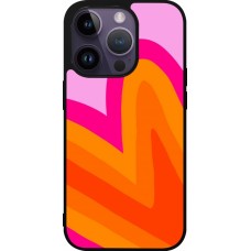 Coque iPhone 15 Pro - Silicone rigide noir Valentine 2024 heart gradient
