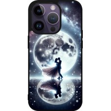 Coque iPhone 15 Pro - Silicone rigide noir Valentine 2024 Love under the moon