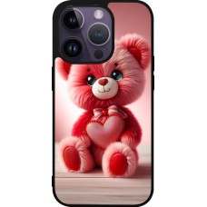 iPhone 15 Pro Case Hülle - Silikon schwarz Valentin 2024 Rosaroter Teddybär