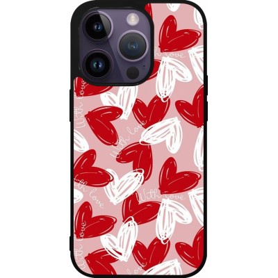 Coque iPhone 15 Pro - Silicone rigide noir Valentine 2024 with love heart