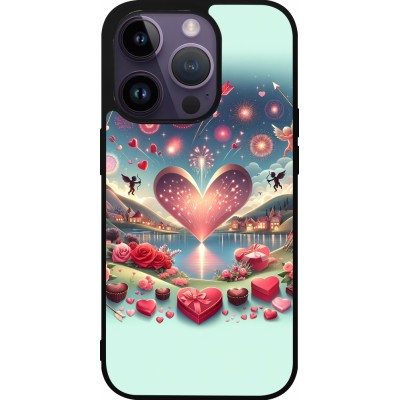 Coque iPhone 15 Pro - Silicone rigide noir Valentine 2025 Chic