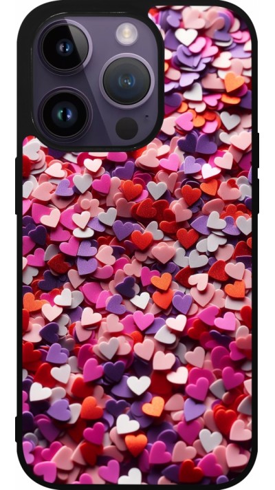 Coque iPhone 15 Pro - Silicone rigide noir Valentine 2025 Confetti