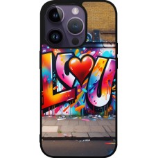 iPhone 15 Pro Case Hülle - Silikon schwarz Valentin 2025 Liebe U Tag