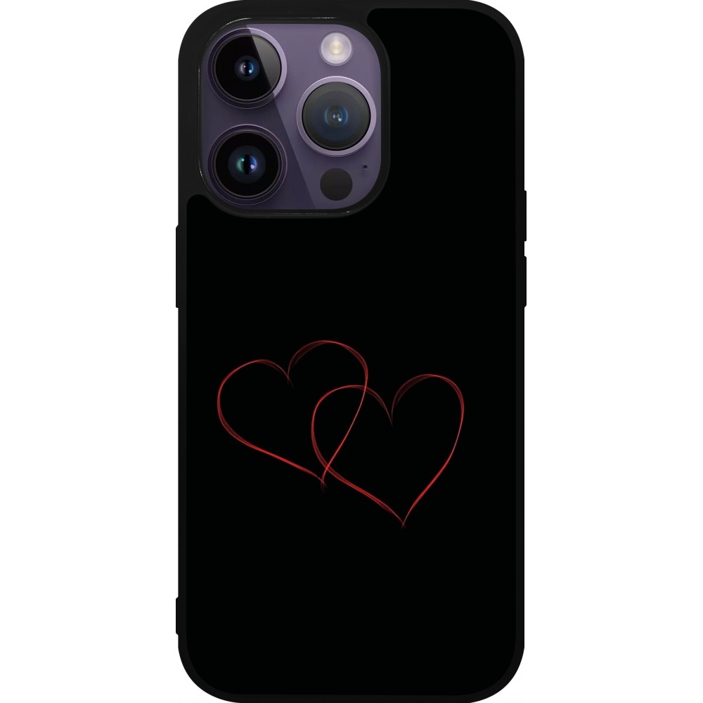 iPhone 15 Pro Case Hülle - Silikon schwarz Valentine 2023 attached heart