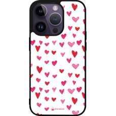 Coque iPhone 15 Pro - Silicone rigide noir Valentine 2022 Many pink hearts
