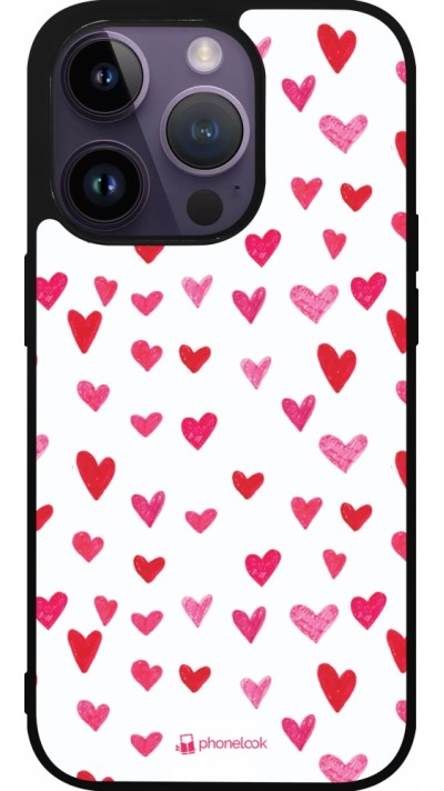 iPhone 15 Pro Case Hülle - Silikon schwarz Valentine 2022 Many pink hearts