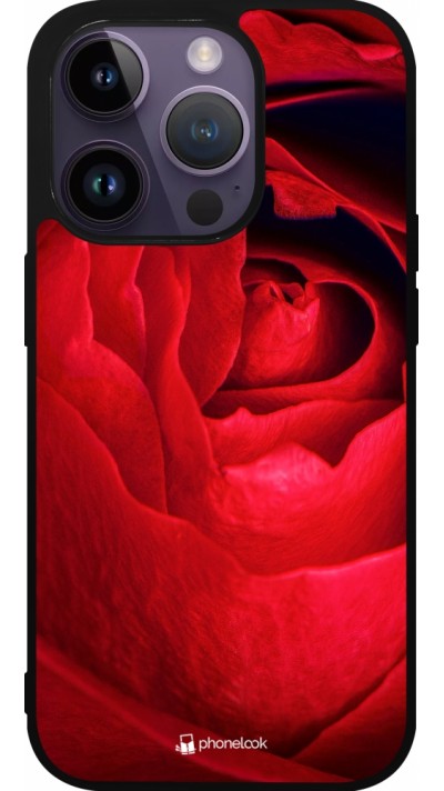 iPhone 15 Pro Case Hülle - Silikon schwarz Valentine 2022 Rose