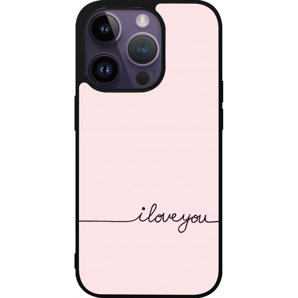iPhone 15 Pro Case Hülle - Silikon schwarz Valentine 2023 i love you writing