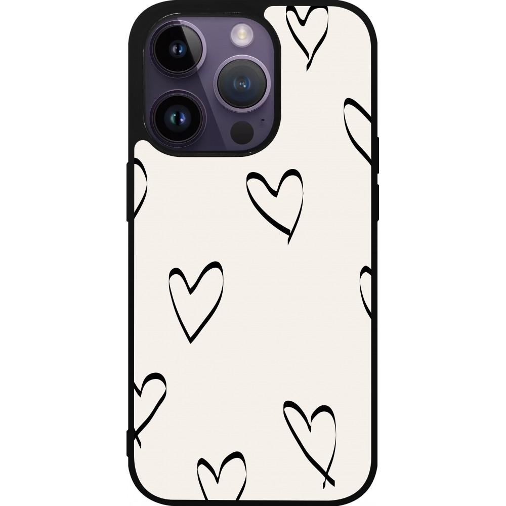 iPhone 15 Pro Case Hülle - Silikon schwarz Valentine 2023 minimalist hearts