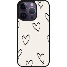 iPhone 15 Pro Case Hülle - Silikon schwarz Valentine 2023 minimalist hearts