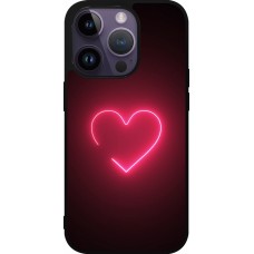 iPhone 15 Pro Case Hülle - Silikon schwarz Valentine 2023 single neon heart
