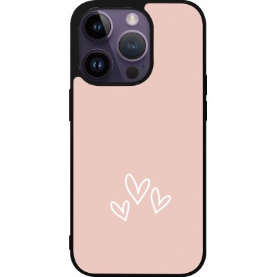iPhone 15 Pro Case Hülle - Silikon schwarz Valentine 2023 three minimalist hearts