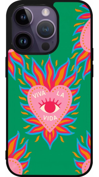 Coque iPhone 15 Pro - Silicone rigide noir Viva la vida 2026