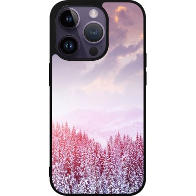iPhone 15 Pro Case Hülle - Silikon schwarz Winter 22 Pink Forest